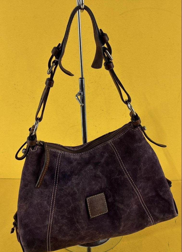 Dooney & Bourke Purple Suede Shoulder Bag with Leather Trim