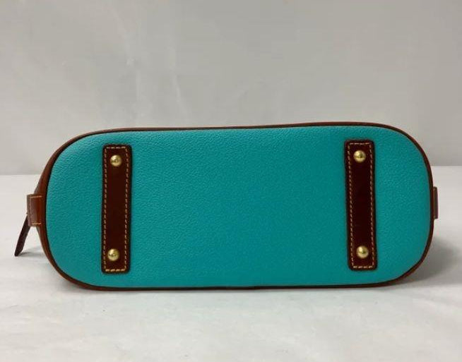 Dooney & Bourke Turquoise and Brown Zip Zip Satchel MO105084 Medium