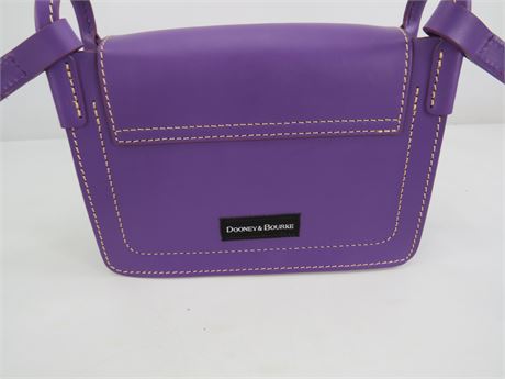 Purple leather mini crossbody purse with top zip and adjustable strap, view 6