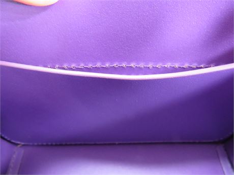 Purple leather mini crossbody purse with top zip and adjustable strap, view 12