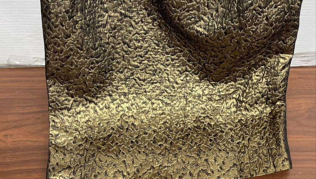 Gold Metallic Textured Sleeveless V-Neck Dress
