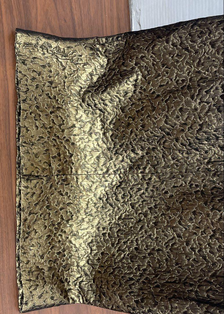 Gold Metallic Textured Sleeveless V-Neck Dress
