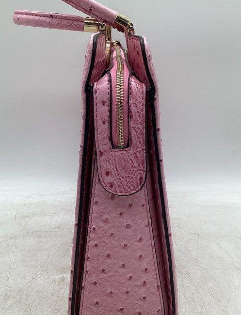 Dasein Pink Faux Ostrich Embossed Structured Handbag