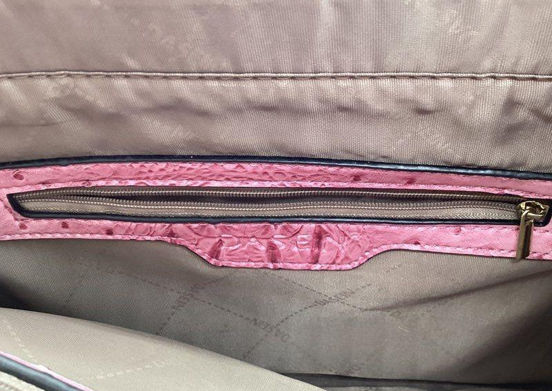 Dasein Pink Faux Ostrich Embossed Structured Handbag