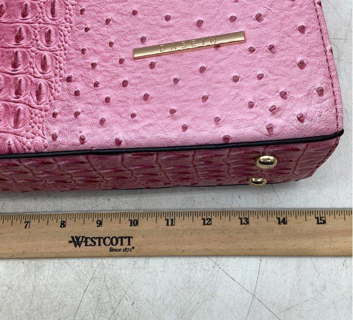 Dasein Pink Faux Ostrich Embossed Structured Handbag
