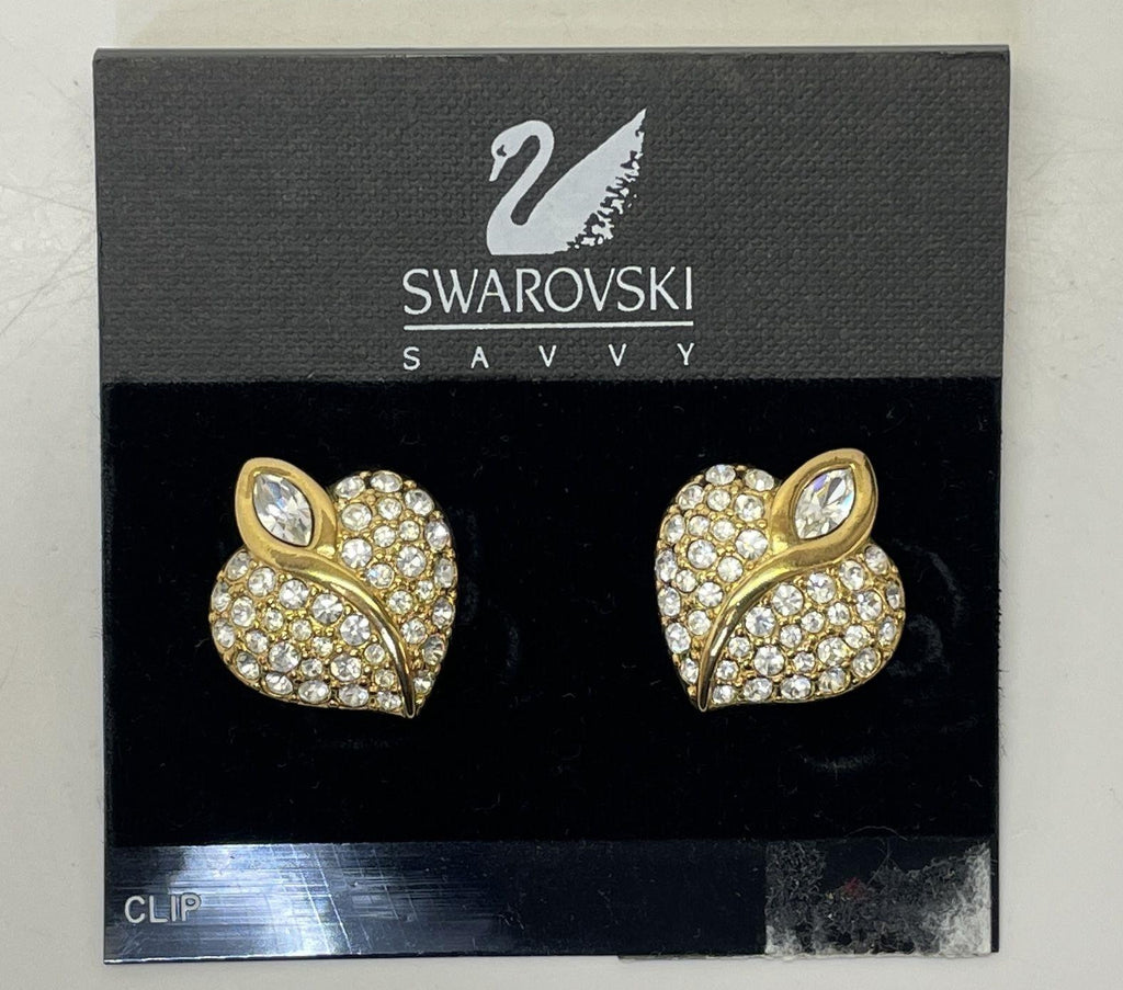 Swarovski Savvy Crystal Gold Tone Clip Earrings