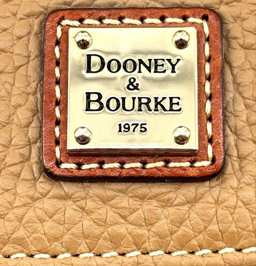 Dooney & Bourke tan pebbled leather continental flap wallet with silver-tone 1975 logo plate, view 6