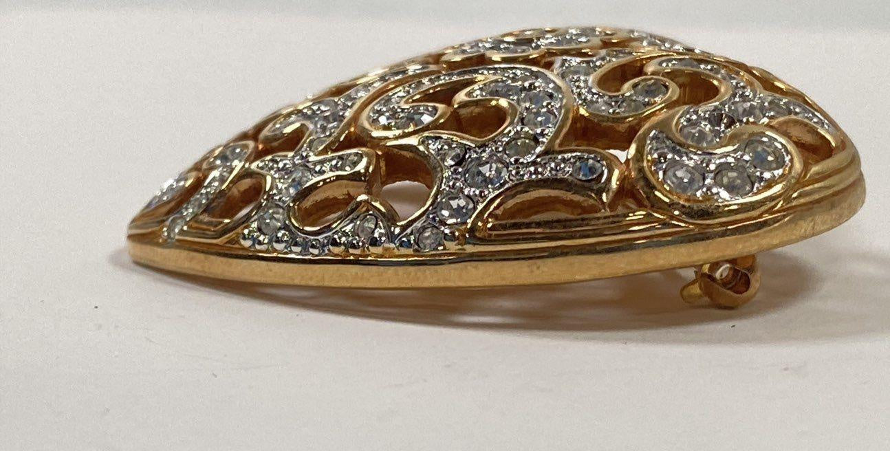 Swarovski Crystal Gold tone Heart Brooch