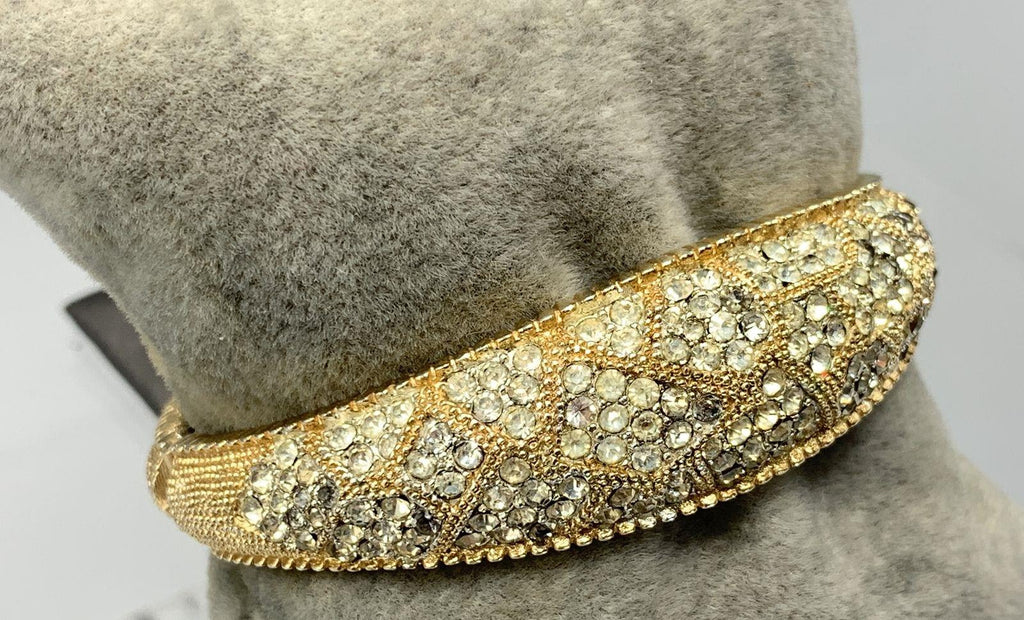 Kramer Gold-Tone Hinged Rhinestone Bracelet 6.5 Inch