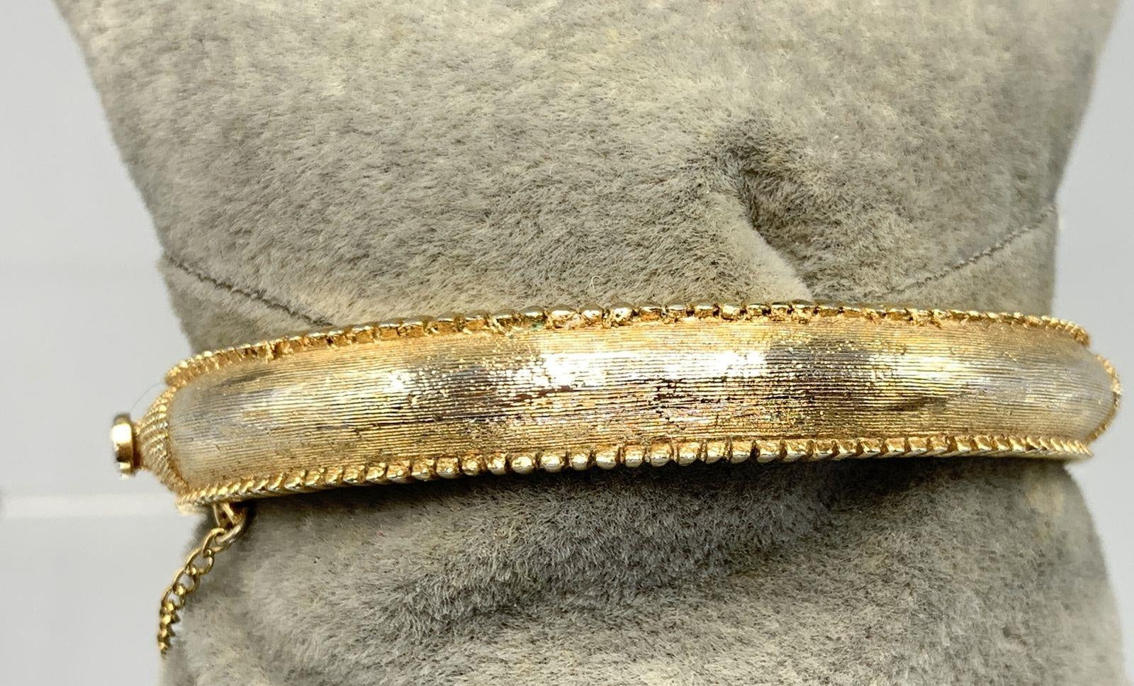 Kramer Gold-Tone Hinged Rhinestone Bracelet 6.5 Inch