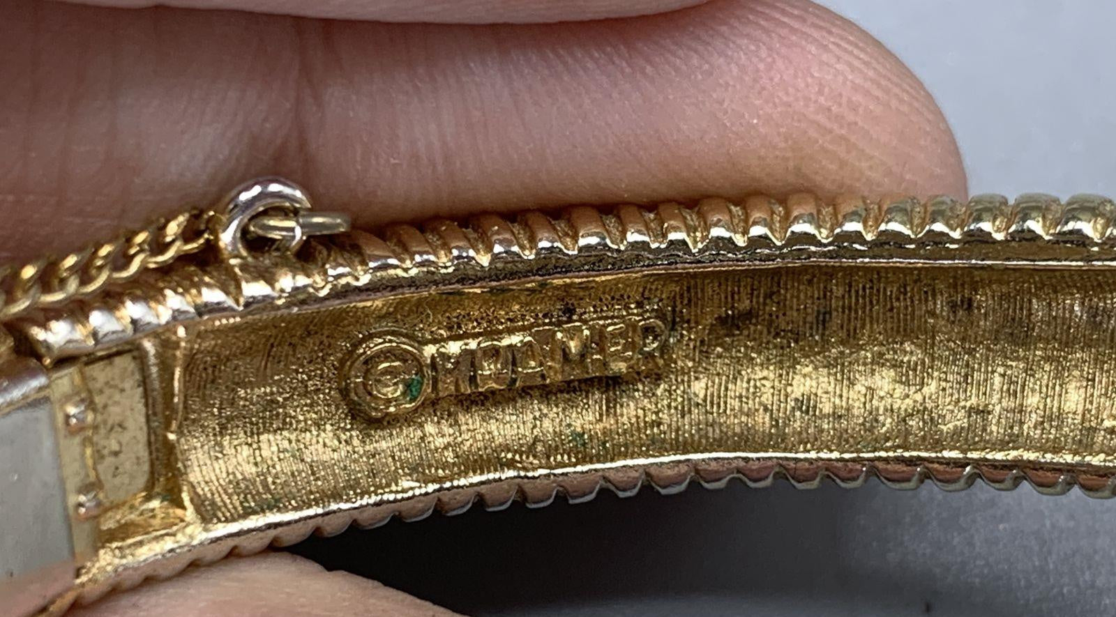 Kramer Gold-Tone Hinged Rhinestone Bracelet 6.5 Inch