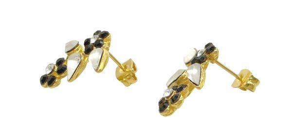 Yoni Z Black & White Crystal Flower Necklace Set