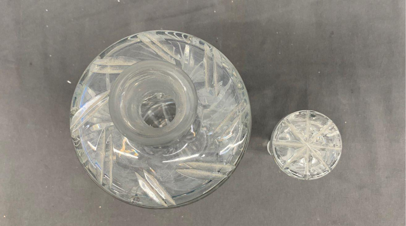 Cut Crystal Pinwheel Star Decanter with Stopper 13 Inch