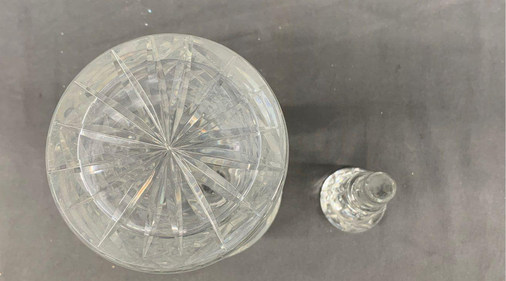 Cut Crystal Pinwheel Star Decanter with Stopper 13 Inch
