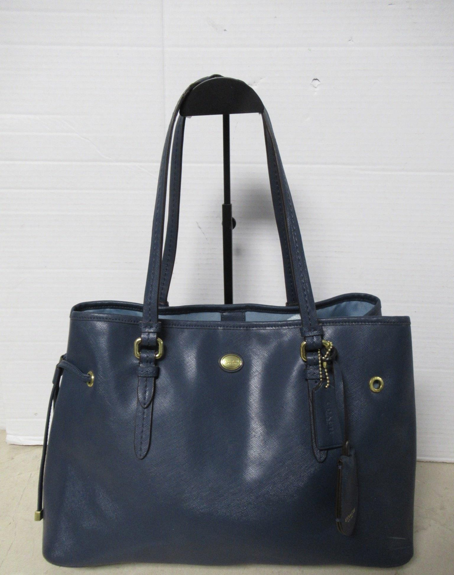 Coach Peyton Navy Saffiano Drawstring Carryall Tote