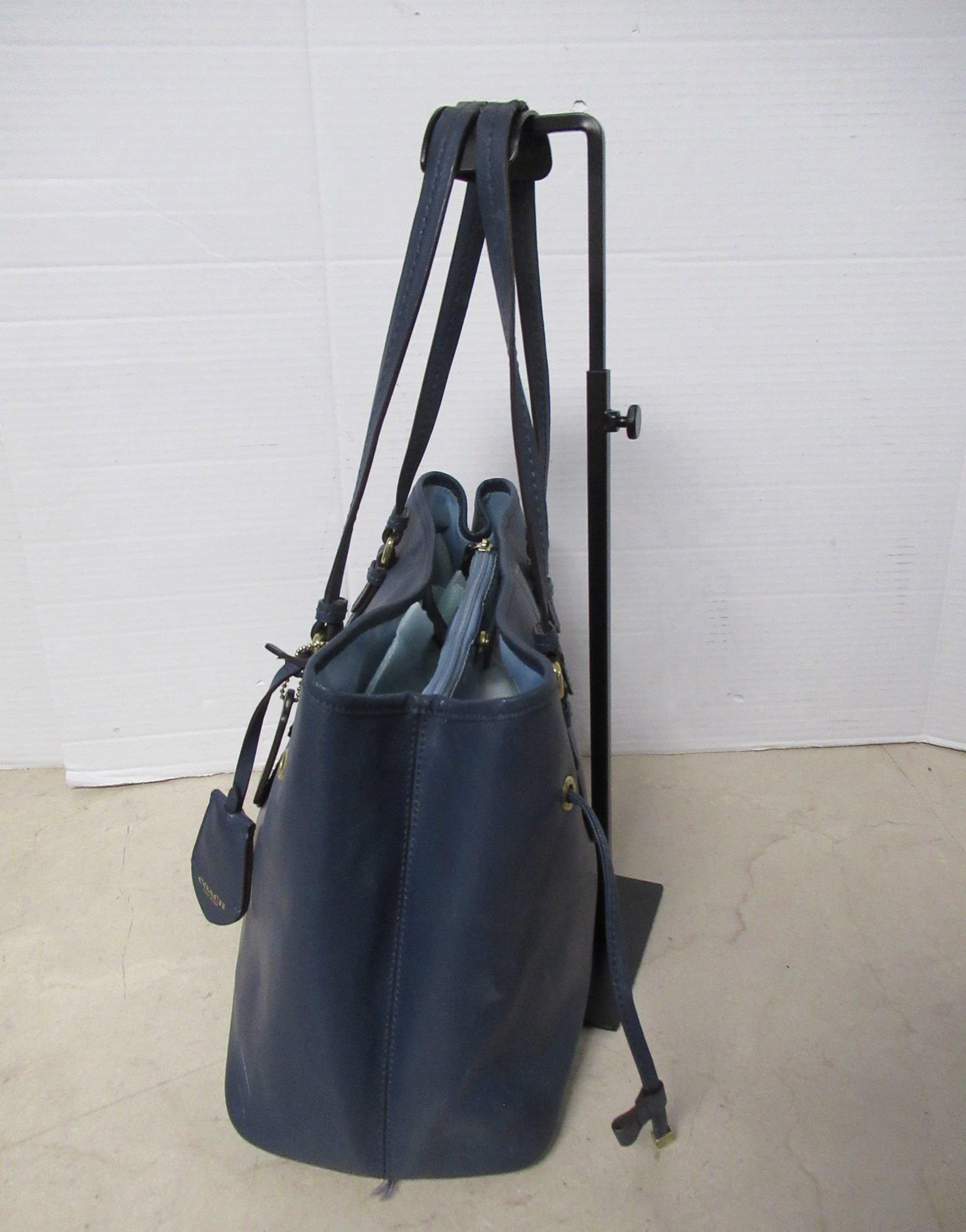 Coach Peyton Navy Saffiano Drawstring Carryall Tote