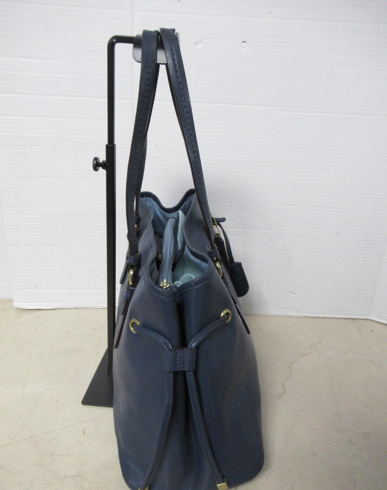 Coach Peyton Navy Saffiano Drawstring Carryall Tote