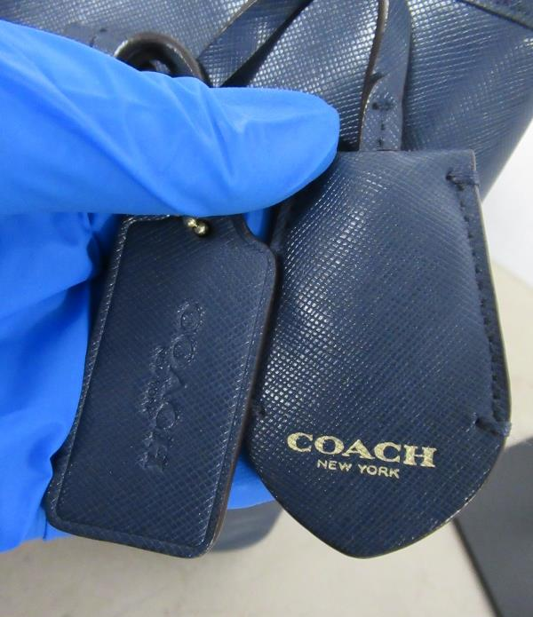 Coach Peyton Navy Saffiano Drawstring Carryall Tote