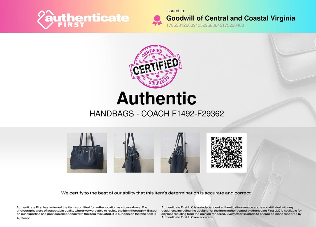 Coach Peyton Navy Saffiano Drawstring Carryall Tote
