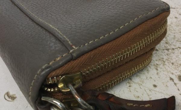 Dooney & Bourke Pebbled Leather Double Zip-Around Wallet Clutch in Elephant Gray