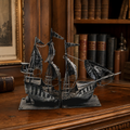 Vintage Metal Sailing Ship Galleon Bookends with Detailed Nautical Design