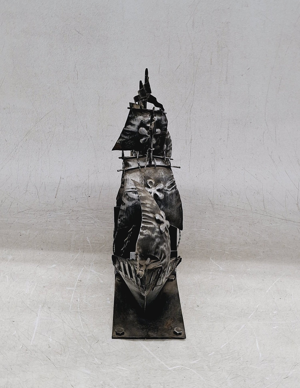 Vintage Metal Sailing Ship Galleon Bookends with Detailed Nautical Design
