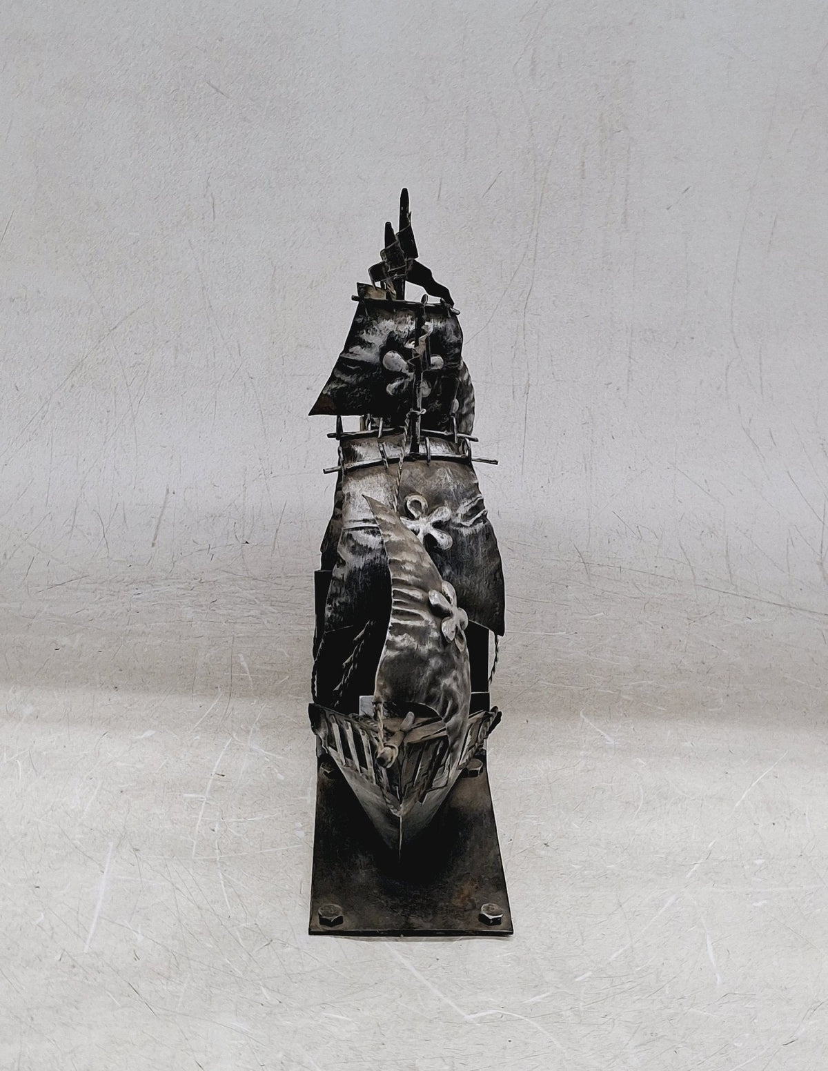 Vintage Metal Sailing Ship Galleon Bookends with Detailed Nautical Design