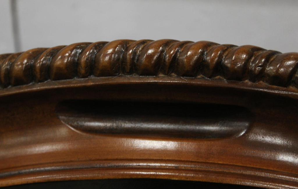 24 Inch Round Wooden Serving Tray Carved Rope Rim