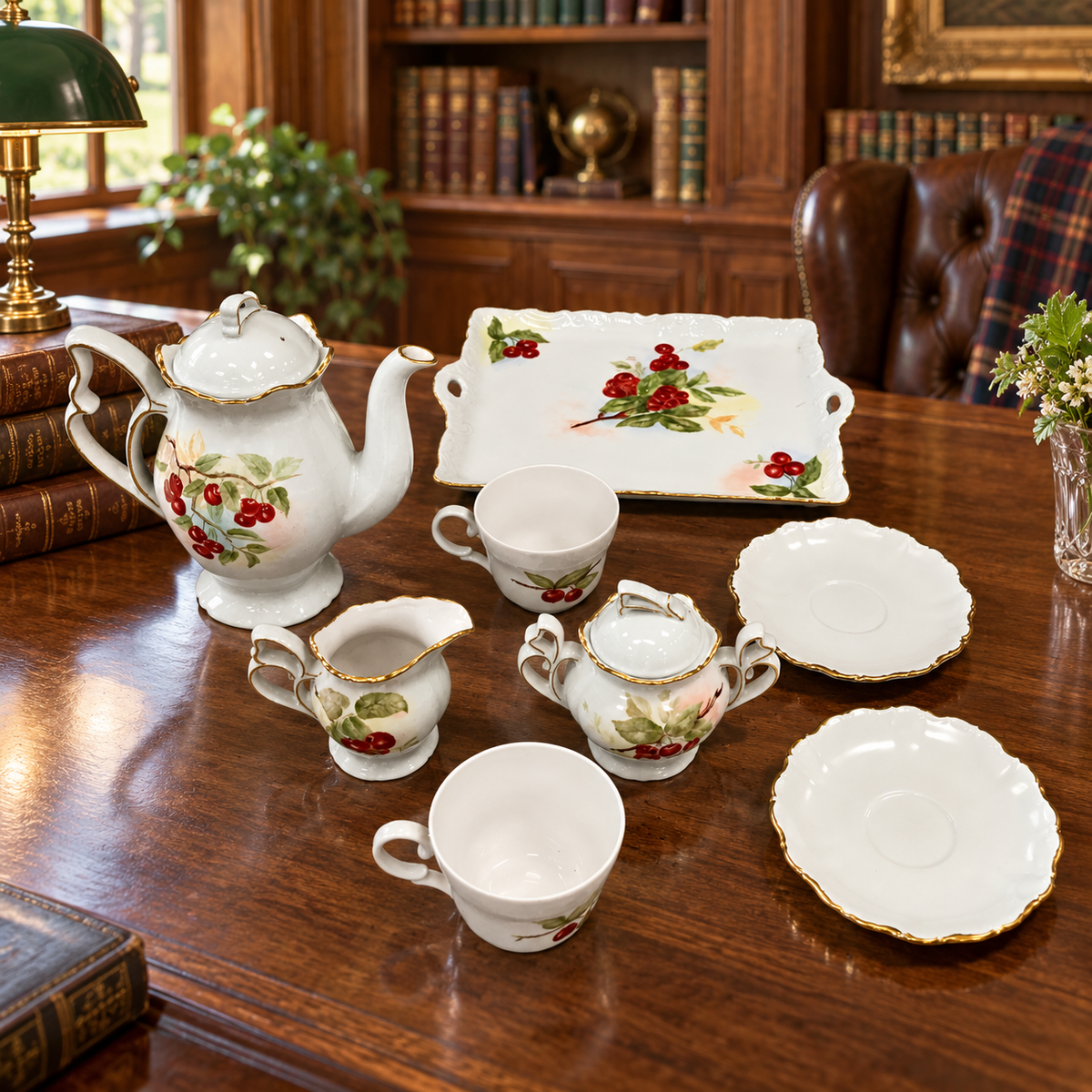 Seltmann Weiden Bavaria Cherry Motif Coffee Set