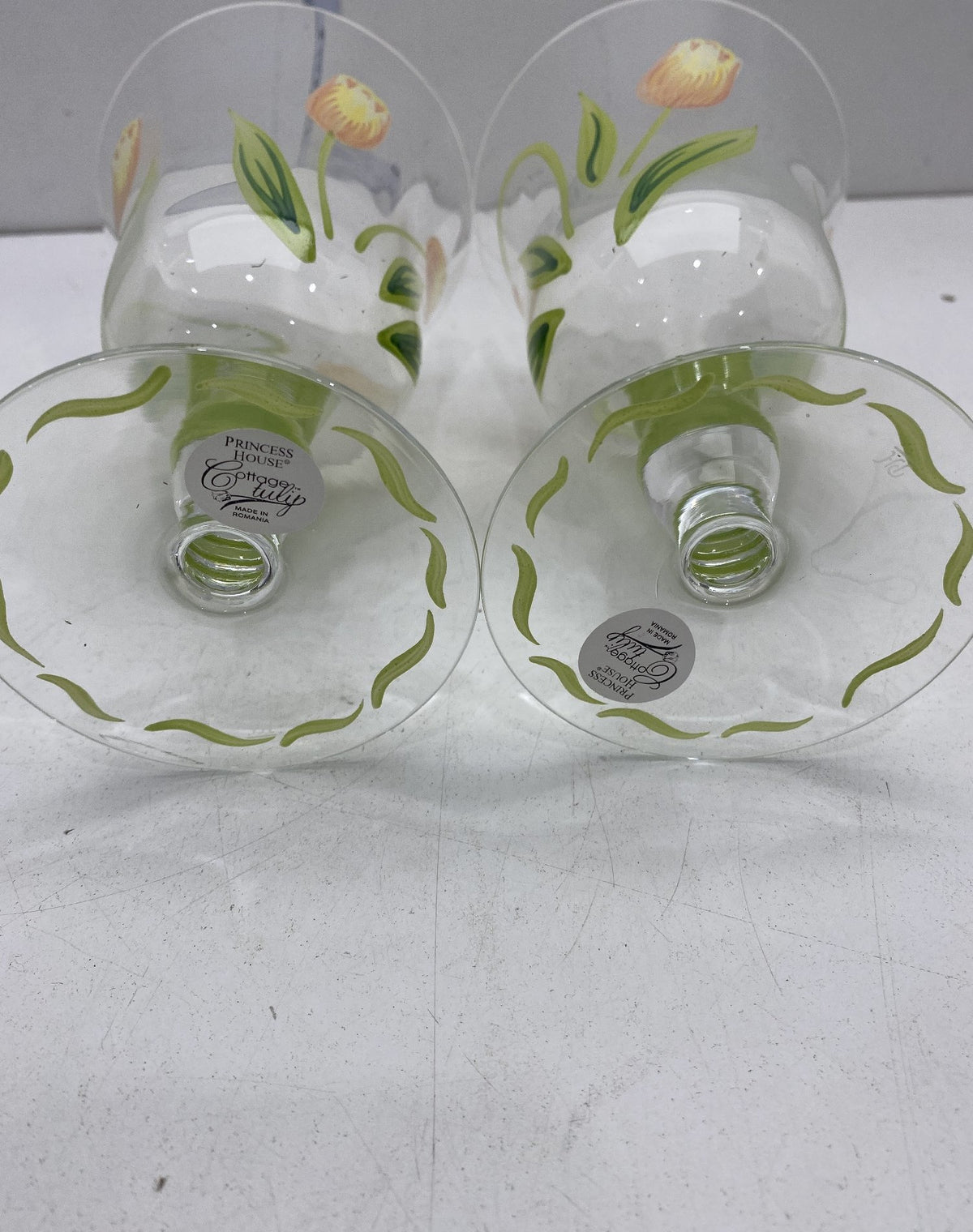 Princess House Cottage Tulip Goblets, Set of Two