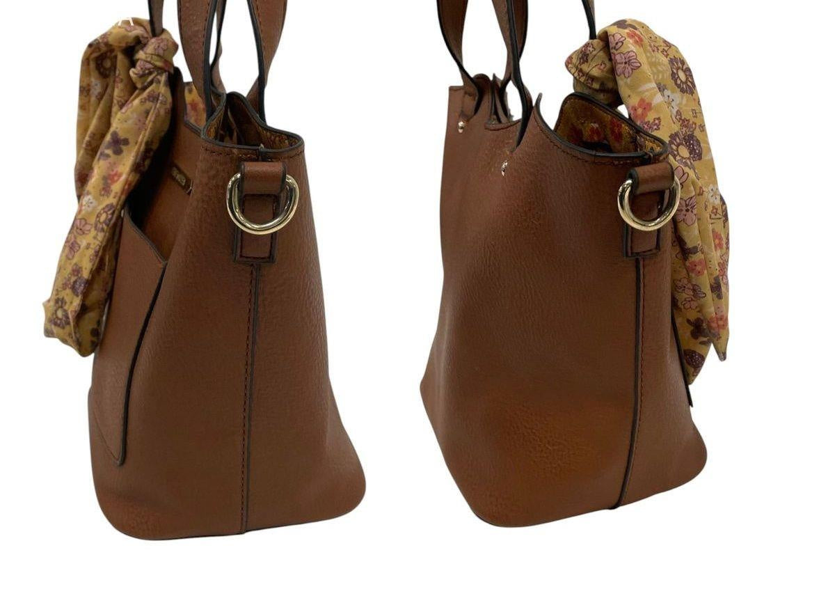 Steve Madden Tan Floral Satchel with Pouch and Scarf