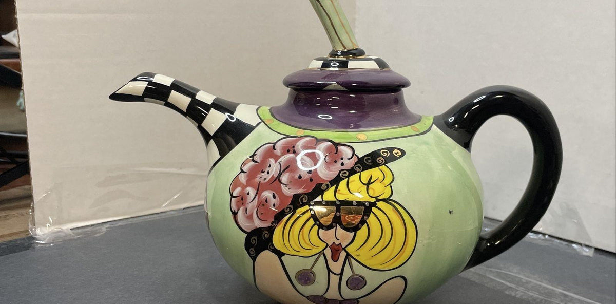 SWAK Character Collectibles Whimsical Teapot & Creamer Set Checkerboard 2003