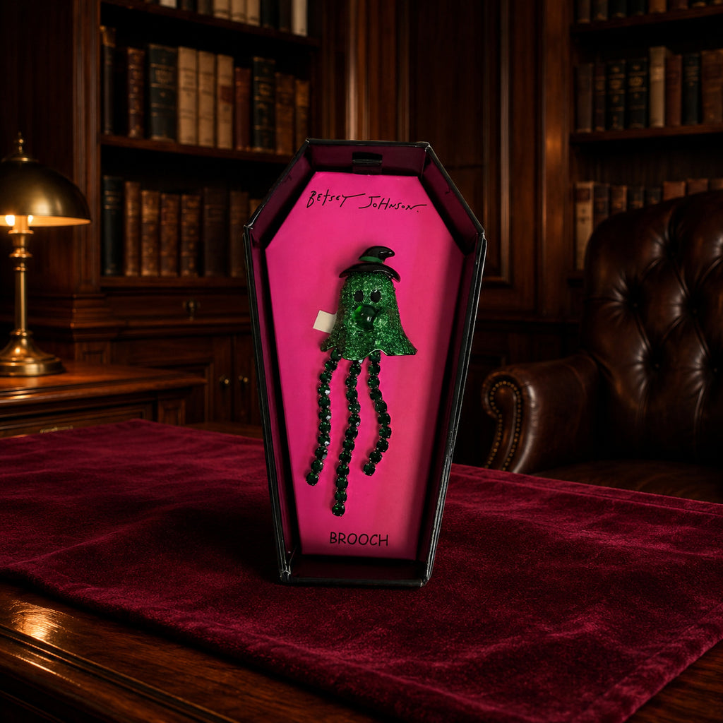 Betsey Johnson Halloween Ghost Brooch in Coffin Box