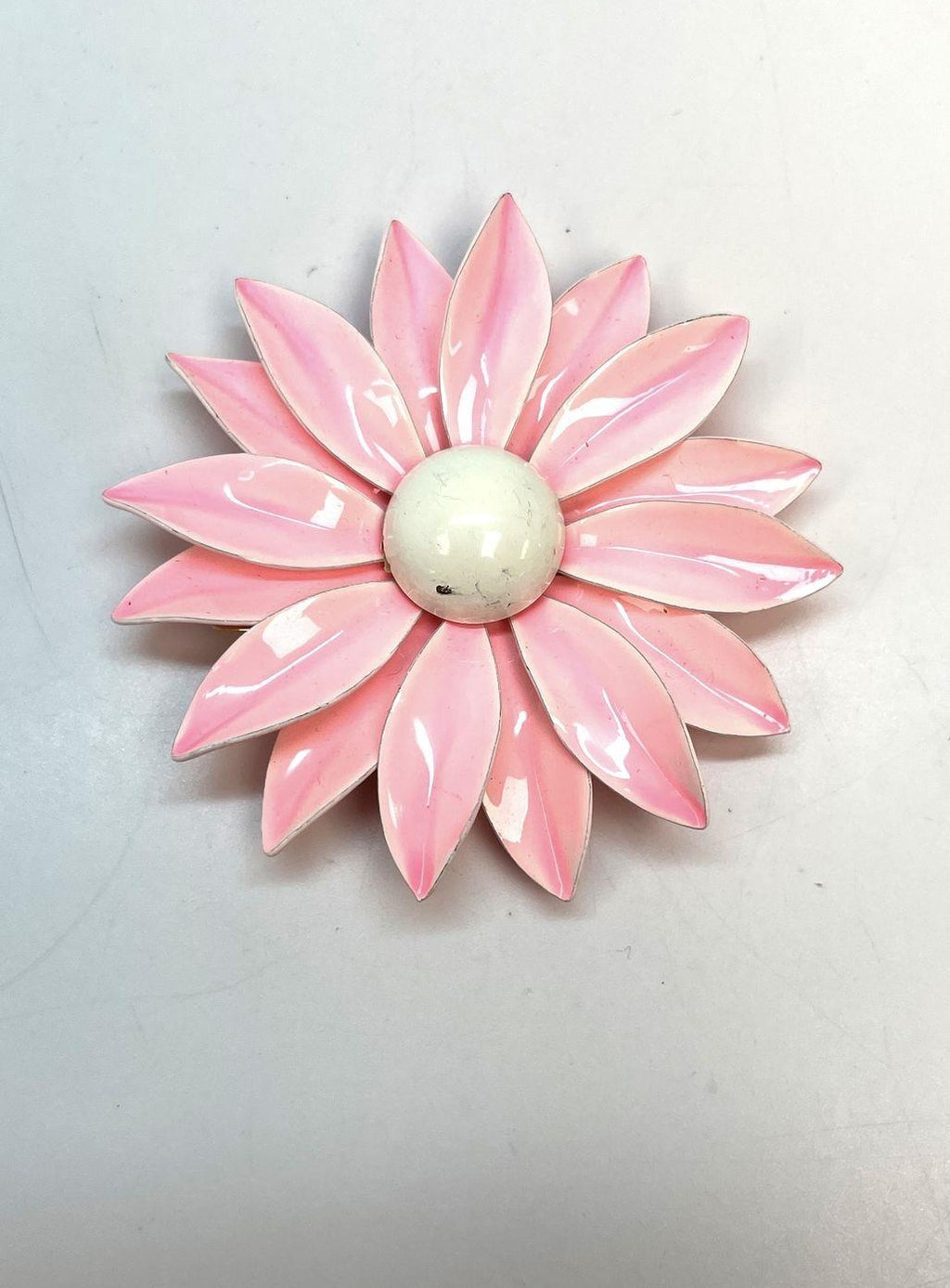 Vintage Emmons Pink Enamel Flower Brooch