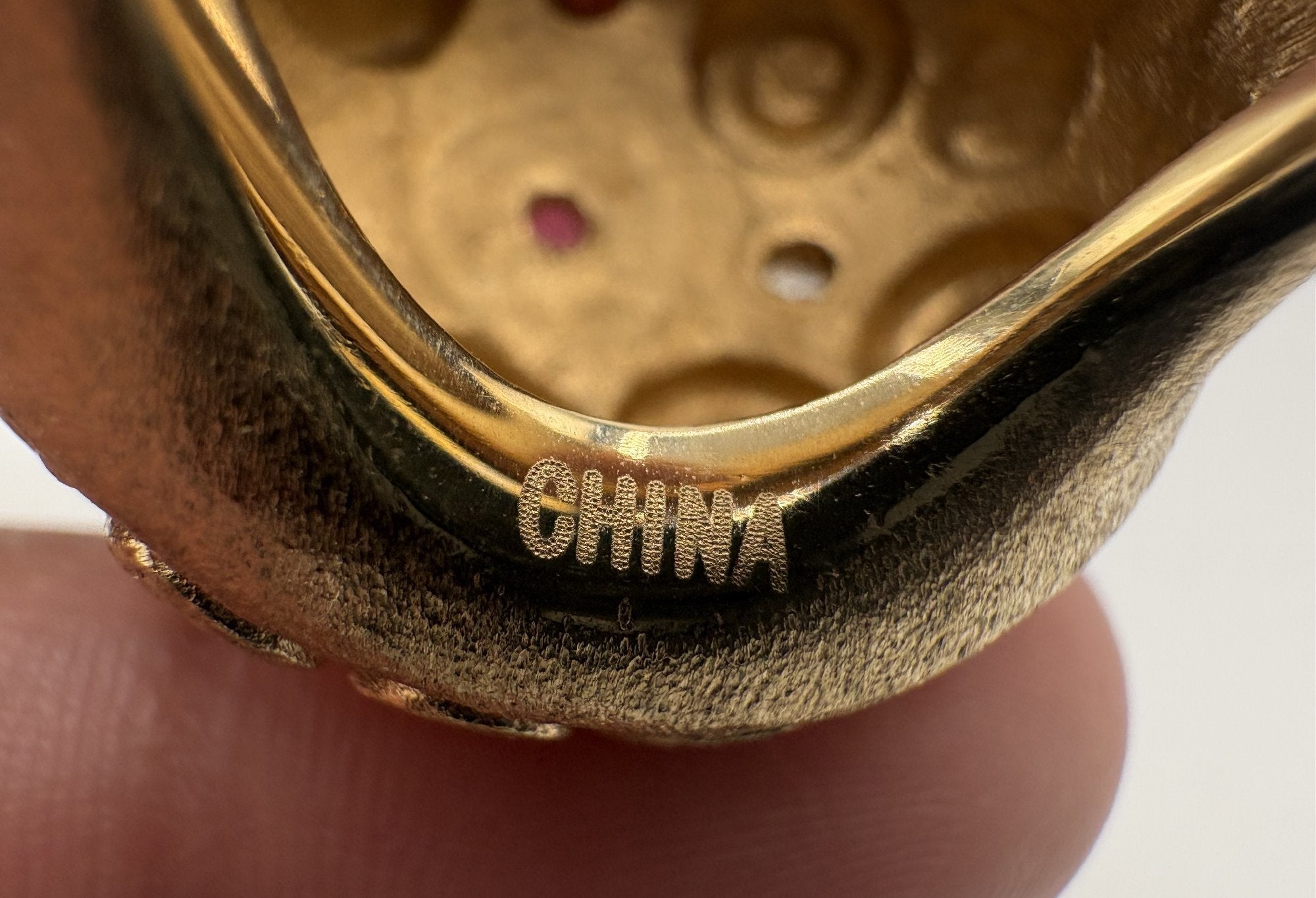 Rivka Friedman China Gold Clad Stone & CZ Domed Statement Ring Size 7.5 (Stone Variant B)