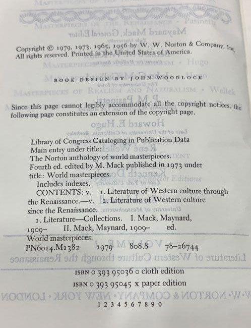 The Norton Anthology of World Masterpieces, Fourth Edition, Volume I
