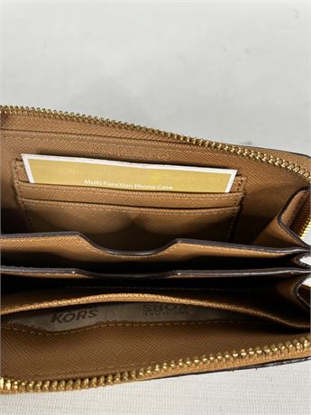 Brown snake print zip around wallet, view 6