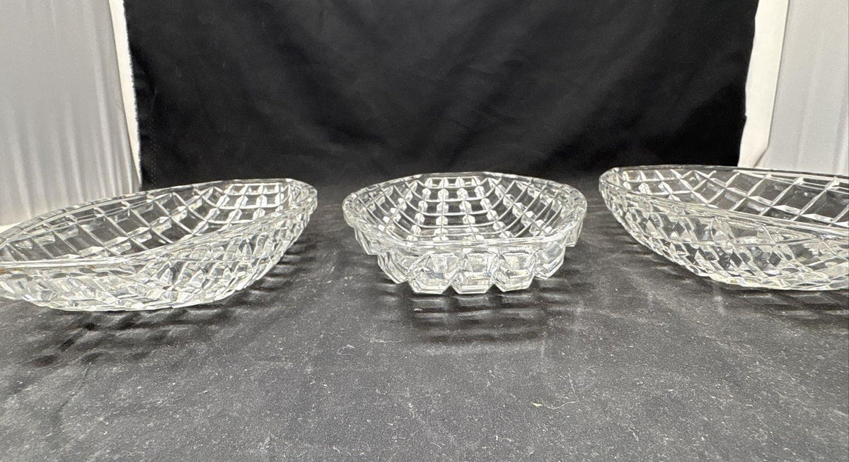 Clear Cut Glass Oval Serving Trays, Set of 3
