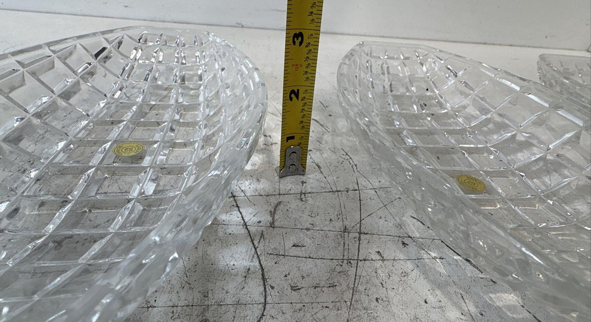 Clear Cut Glass Oval Serving Trays, Set of 3