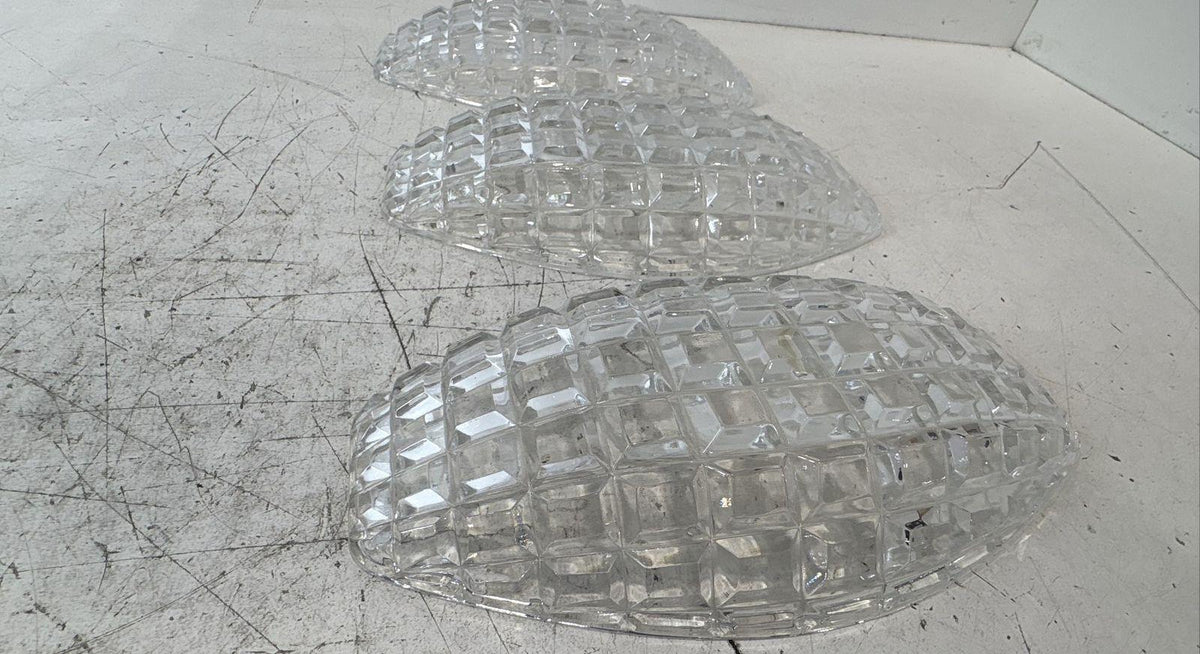 Clear Cut Glass Oval Serving Trays, Set of 3