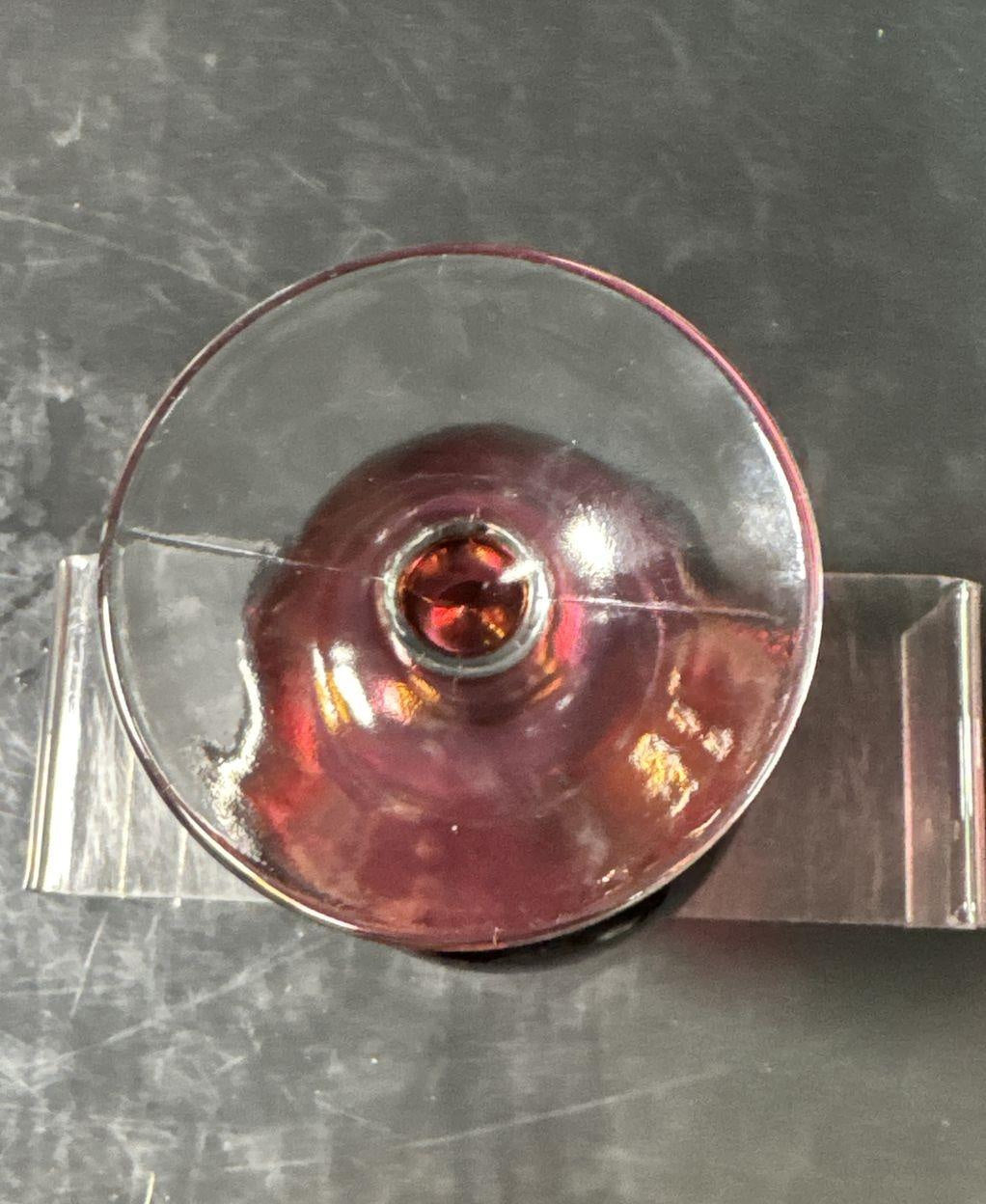 Vintage Ruby Red MCM Atomic Starburst Wine Goblets Set of 6 with Gold Detail