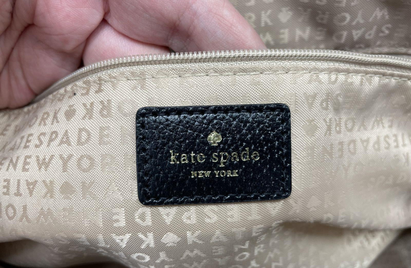 Kate Spade Black Cream Check Pattern Satchel Bag Purse With COA