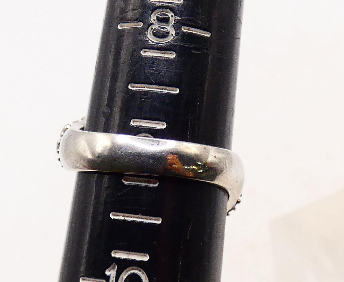 Silver wrap band ring with white, dark blue and black cubic zirconia pavé, view 5