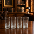 Set of 4 Godinger Clear Glass Highball Glasses Faceted Base Medium Size