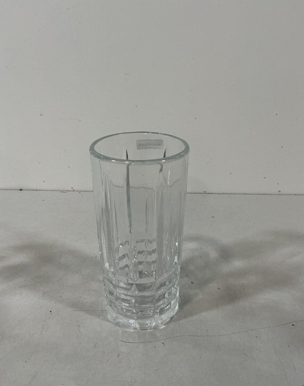 Set of 4 Godinger Clear Glass Highball Glasses Faceted Base Medium Size