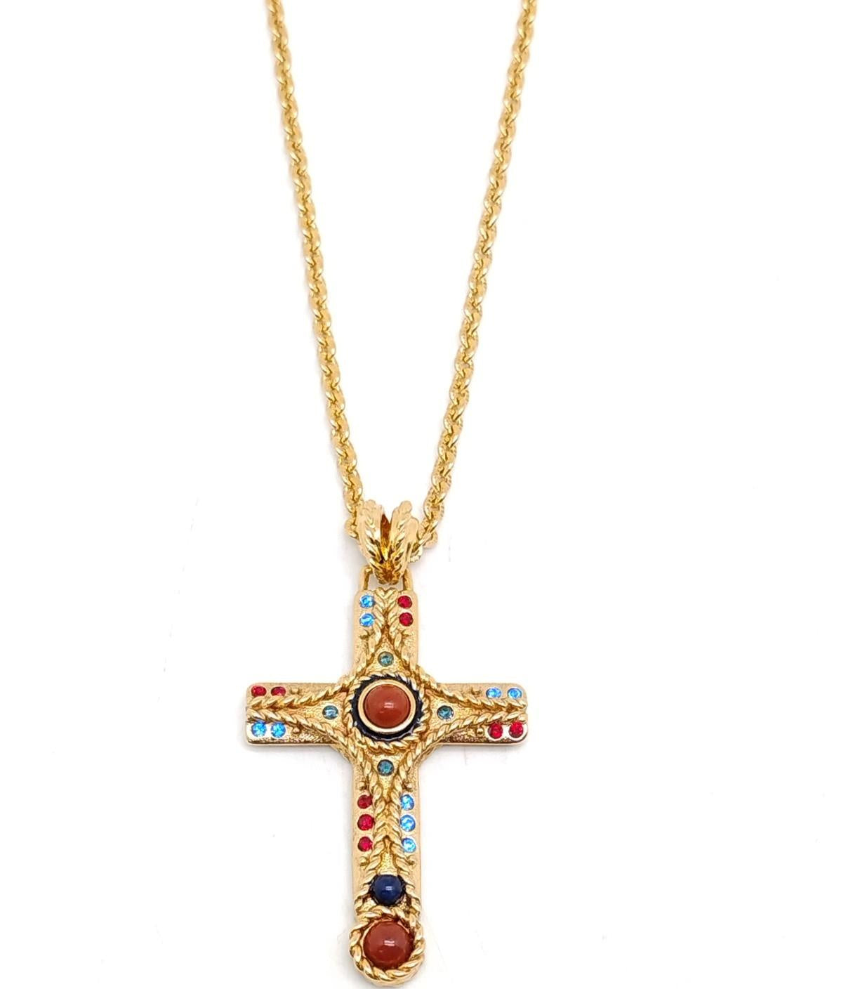 Camrose & Kross Jackie Kennedy Gold Tone Cross Necklace