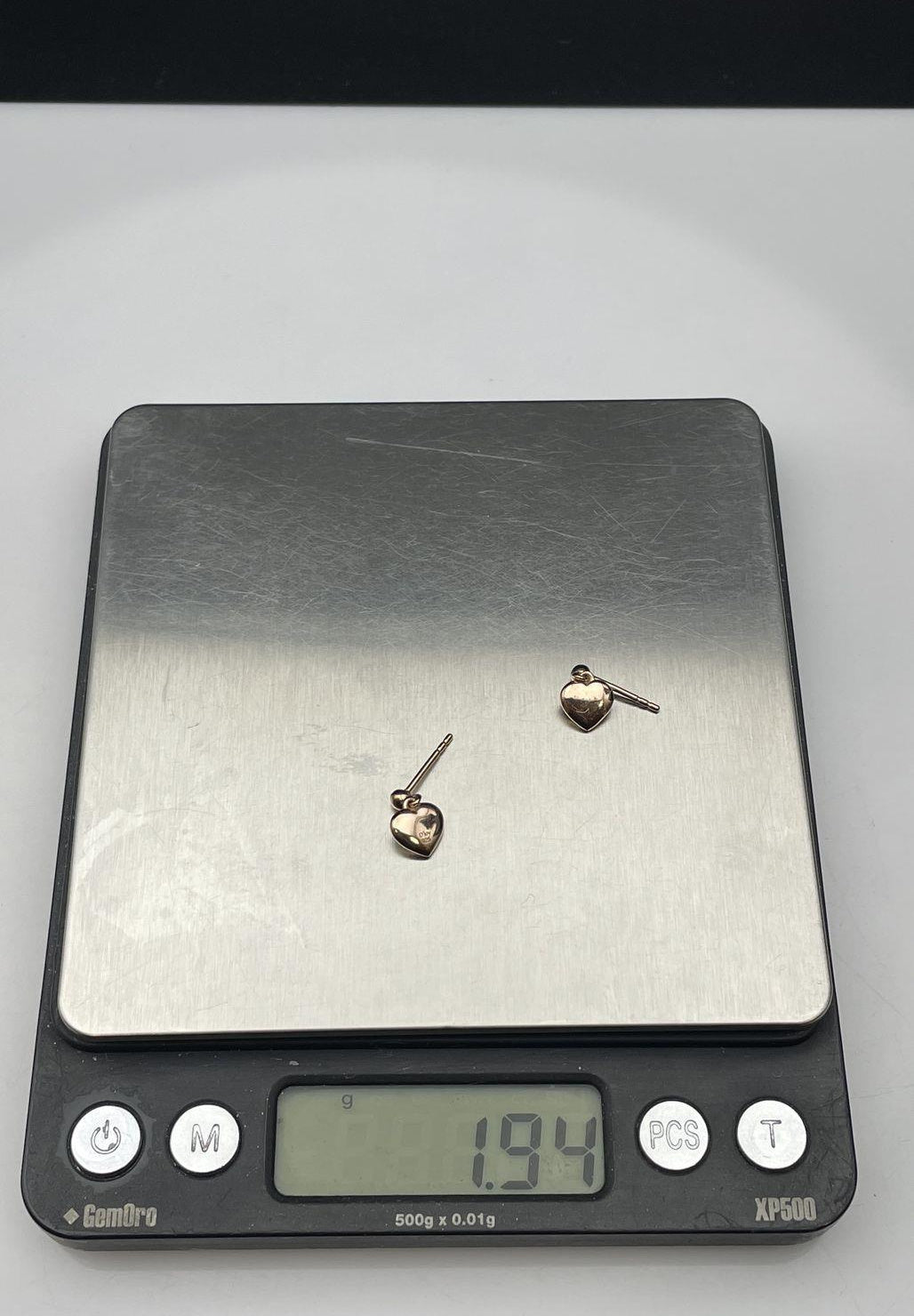 D'Joy rose-tone puffed heart drop earrings on ball post studs, view 8