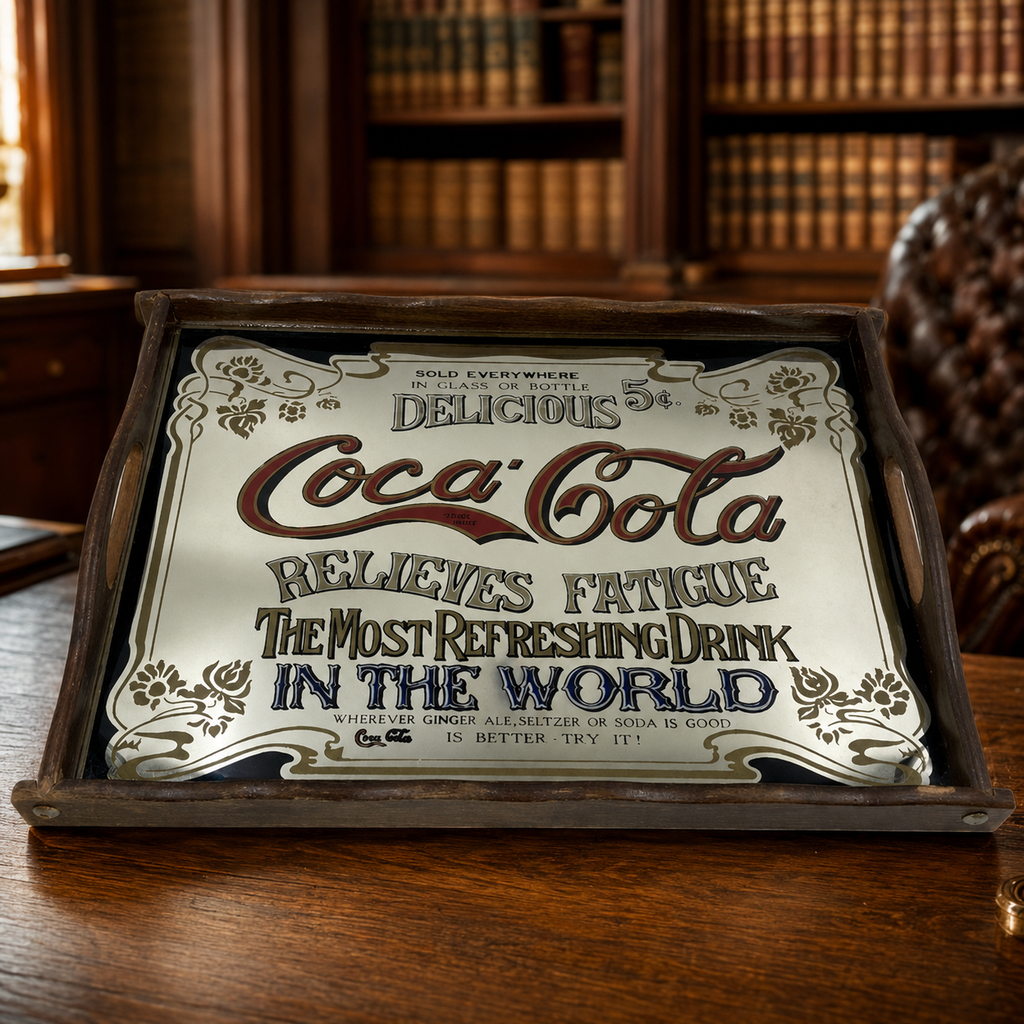 Vintage Coca Cola Relieves Fatigue 16" Mirrored Tray