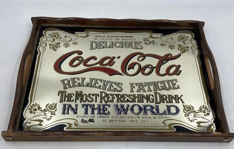 Vintage Coca Cola Relieves Fatigue 16" Mirrored Tray