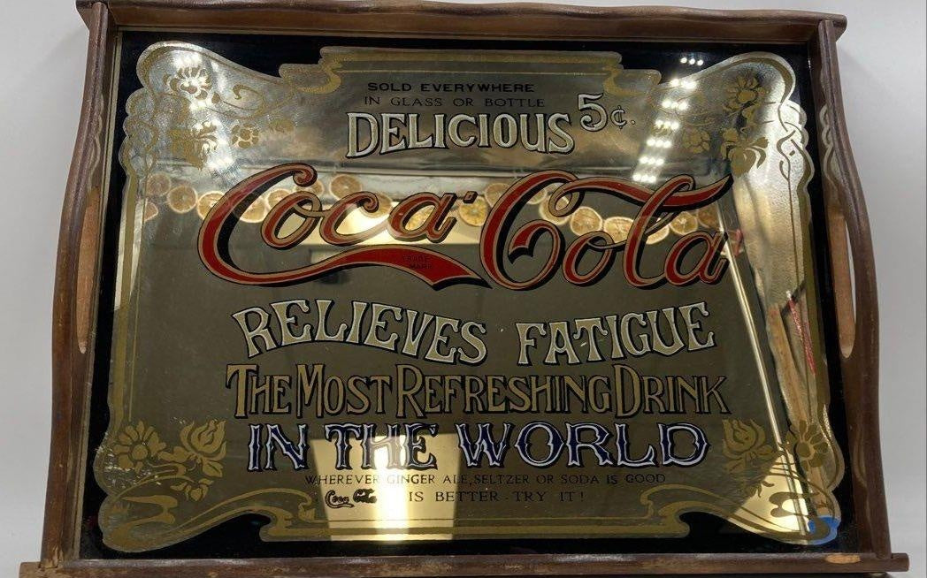 Vintage Coca Cola Relieves Fatigue 16" Mirrored Tray